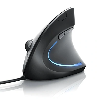 Image of TITANWOLF Vertical Ergonomic USB mouse Wired Optical Mouse, Mice with design, 6 Buttons 1600dpi prevention against arm tennis elbow, For Laptop Desktop PC Computer Macbook