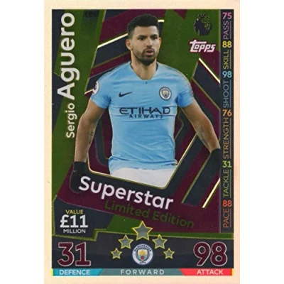 Image of MATCH ATTAX 2018/19 SERGIO AGUERO SUPERSTAR LIMITED EDITION CARD LE5