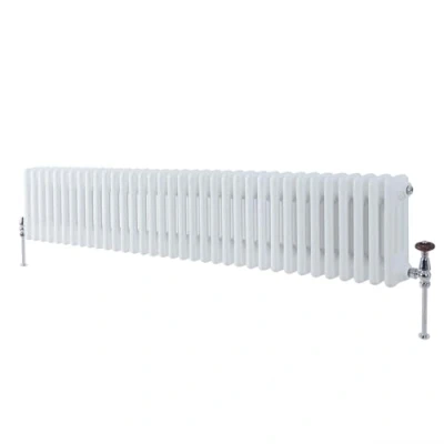 Image of Milano Windsor White Cast Iron Style Horizontal Triple Column Radiator 300mm x 1595mm