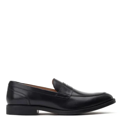 Image of Base London Mens Kennedy Waxy Black Leather Penny Loafers UK 9