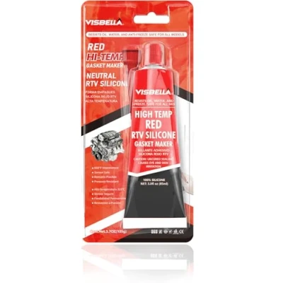 Image of Visbella High Temperature RTV Silicone Gasket Maker, Sealed Oil Resistant Waterproof Quick Dry Liquid for Bonding Internal Combustion, Steam Turbines, Automotive Engine Parts 3.7OZ (RED)