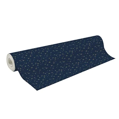 Image of Clairefontaine Ref 211928C Alliance Christmas Fantasy Gift Wrap Paper Roll (Single Roll) 70cm Width x 50m Length, 60gsm Gold Star Design
