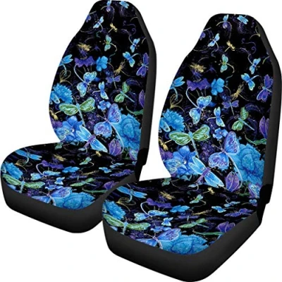 Image of TOADDMOS Art Watercolor Blue Dragonfly Automotive Front Seat Covers Personalized Vehicle Cushion Cover for Cars SUV Truck Universal Fit Auto Interior Accessories