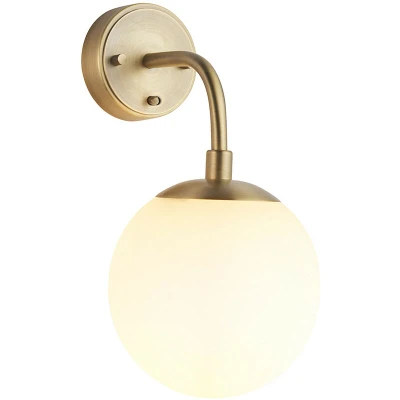 Image of Cosenza Wall Lamp Matt Antique Brass Plate &amp; Opal Glass