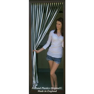 Image of Holland Plastics Original Brand Heavy Duty Bug Blind,Fly Blind,Strip Blind, door Blind GREEN &amp; WHITE (80cm wide Standard UK size)