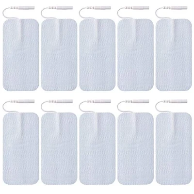 Image of LiteTour 10 Pieces Large Electrode Pads for TENS Unit Replacement Machine 2mm PIN Connector 2x4 Inches Self Adhesive Electrodes