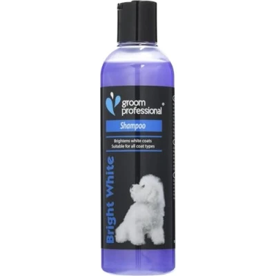 Image of GROOM PROFESSIONAL Bright White Dog Shampoo Coat Whitening for Dogs Enhances Tones Deep Cleansing Formula Dirty Coats Added Coconut Oil Soothing Dry or Itchy Skin, 250ml
