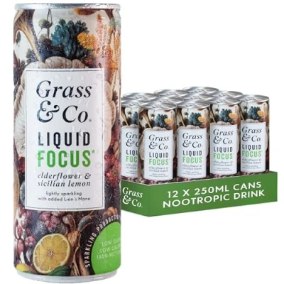 Image of Grass &amp; Co FOCUS Lion&#039;s Mane Mushroom Supplements (12 X 250ml Drinks)