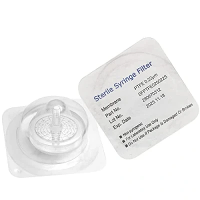 Image of Sterile Syringe Filters PTFE 25 mm Diameter 0.22 um Pore Size Individually Packaged 100/pk by Biomed Scientific