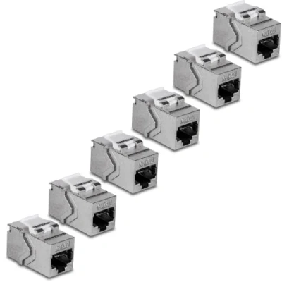 Image of TRENDnet Cat6A RJ45 Keystone Inline Coupler Jack, 6 Pack, TC KC06C6A, Jack Female to for Wall Plates &amp; Blank Shielded Patch Panels, Ethernet Extender Adapter, Silver