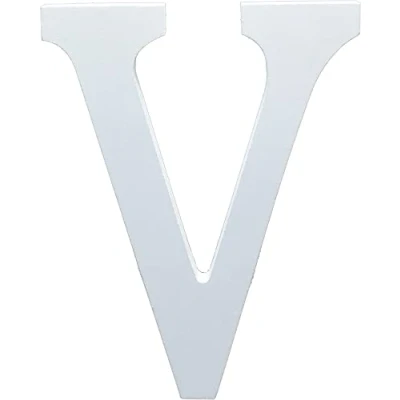 Image of White Wooden MDF Letter V Size 13cm Tall Free Standing Letters for Arts &amp; Crafts Personalized Name Decor