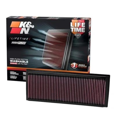 Image of K&amp;N Engine Air Filter: High Performance, Washable Replacement Compatible 1998 2015 Mercedes Benz (G550, R500, S400 Hybrid, C300, G500, GL 450, 500, 550, and more select models), 33 2181