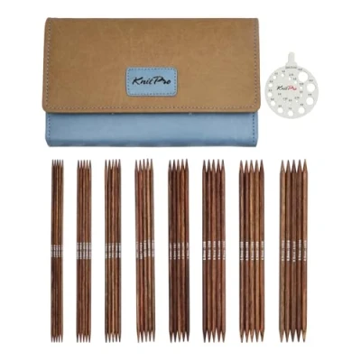 Image of KNITPRO Knitting Pins: Double Ended, Brass, Blue, Brown, Beige, 20cm