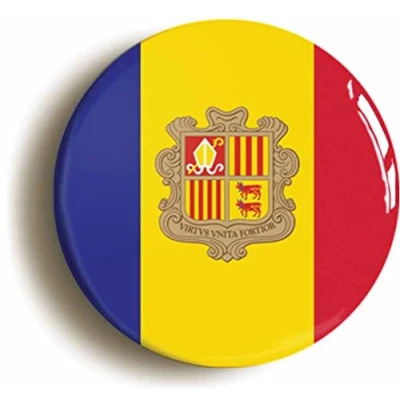 Image of Ozorath ANDORRA ANDORRAN NATIONAL FLAG BUTTON BADGE (1inch / 25mm diameter)