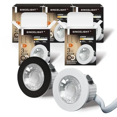 Image of SINCELIGHT Mini Recessed Spotlight,Small Downlight for 35 40mm Ceiling Hole,Cabinet,Showcase, MR11 Replacements,White and Black Ring Replaceable,IP65 Waterproof,NeutralWhite 4000K,RA≈92,Pack of 5