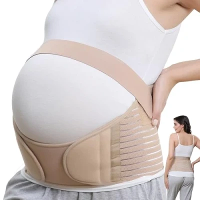 Image of Neotech Care Pregnancy Belly Band, Maternity Belt Support for Back, Abdomen &amp; Pelvis Must Have Pregnant Women (Size L, Beige Color)