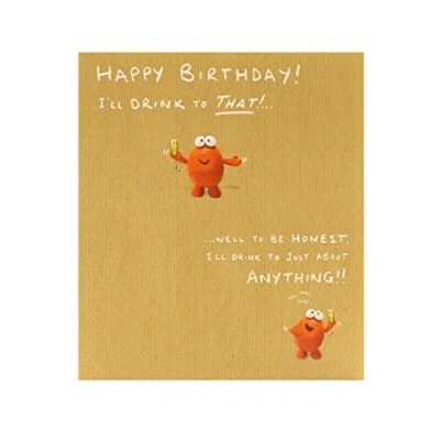 Image of UK Greetings Funny Birthday Card for Him/Her/Friend with Envelope Humour Design Drinking Joke