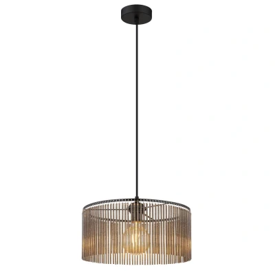 Image of Leeds Cylindrical Pendant Ceiling Light Matt Black 1x E27