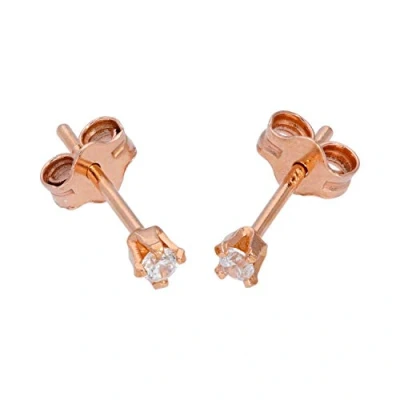 Image of Rose Gold Dipped Sterling Silver &amp; 2mm Round CZ Crystal Stud Earrings
