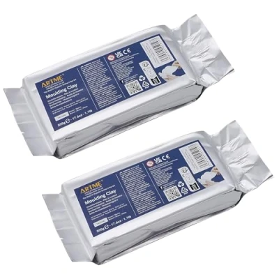 Image of ARTME Air Dry Clay White 1000g (500g x 2pk) Modelling Hardening for Arts and Creative Crafting Individual Package 500g 2pk
