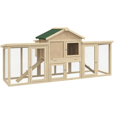Image of PawHut Wood Chicken Coop Hens Cage Poultry House with Nesting Boxes Run D51 050V02ND