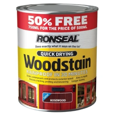 Image of Ronseal Quick Drying Woodstain Satin Natural Oak 500ml + 50%