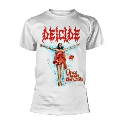 Image of Deicide T Shirt Once Upon The Cross Band Logo Official Mens White XL