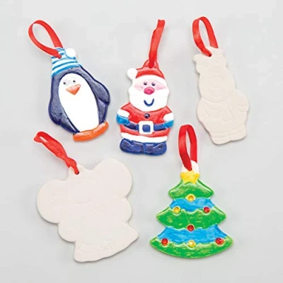 Image of Baker Ross EX591 Christmas Ceramic Tree (Pack of 6), Perfect for Children to Paint and Decorate, Ideal Kids Arts Crafts Projects, Assorted
