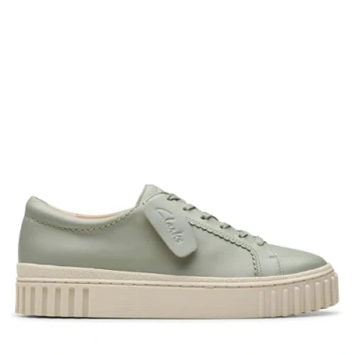 Image of Clarks Women&#039;s Mayhill Walk Sneaker, Light Green Lea, 4 UK