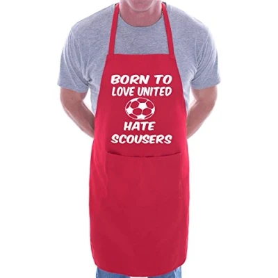Image of Print4U Love Man Utd Hate Scousers BBQ Cooking Funny Novelty Apron Red
