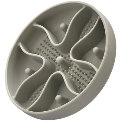 Image of Slow Feeder Dog Bowl,Doweiss Soft Rubber Silicon Eating Bowls Non Slip Puzzle Healthy Bowl for Pets (Gray)