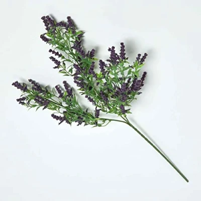 Image of HOMESCAPES Artificial Single Stem Purple Lavender 69 cm Faux Flower Spray for Bouquet or Floral Arrangement