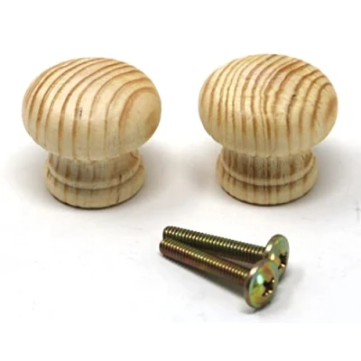 Image of fiXte 2 x Natural Wood Cupboard Cabinet Door Knob Pine Wooden Unlacquered Handle 30mm (1 1/4&quot;)