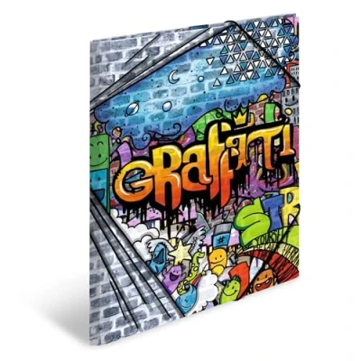 Image of HERMA Collector&#039;s Folders A3 Graffiti Set of 3 Children&#039;s Plastic Corner Folder with Art Motif, Elastic Band, Inner Flaps and Print for Boys Girls