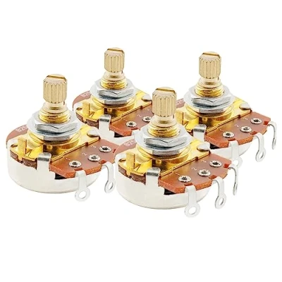 Image of Musiclily Pro B250K Brass Shaft Metric Split Short Pots Linear Taper Potentiometers for Electric Guitar Bass (Set of 4)