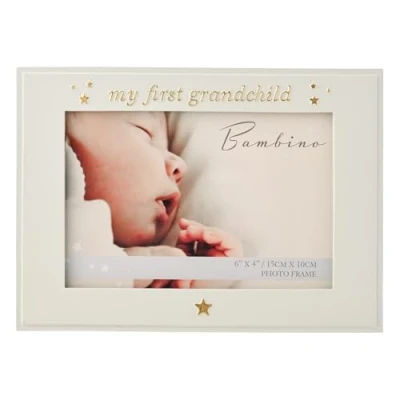 Image of Bambino by Juliana Blue Rectangular Horizontal Picture Photo Frame 6&quot; x 4&quot; &#039;My First Grandchild&#039;. Gift and Display Celebrating New Born Babies, Christening &amp; Baby Shower.