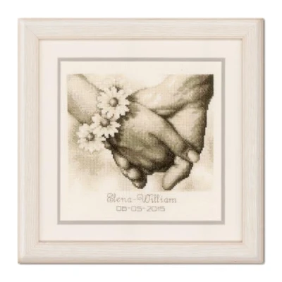 Image of Vervaco Wedding Record Just Married, Beige, One Size