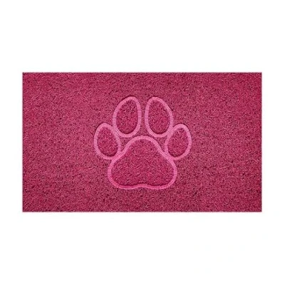 Image of Nicoman Embossed Spaghetti Door Mat Dirt Trapper Jet Washable Doormat 70x43cm (Pink, PAW Shape) Use Indoor or Sheltered Outdoor