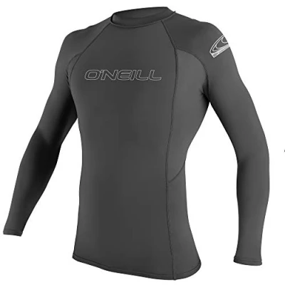 Image of O&#039;Neill Wetsuits Men&#039;s Basic Skins Long Sleeve Guard Rash Vest, Graphite, XXL UK