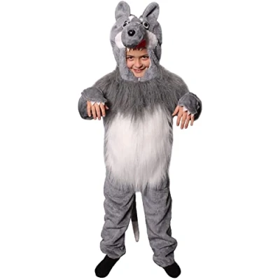 Image of Kids Wolf Costume Unisex Plush Big Bad Fancy Dress Outfit For World Book Day/Book Week or Animal Up (7 9 Years)