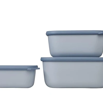 Image of Mepal Cirqula 3 Piece Set Food storage containers, kitchen &amp; organisation, meal prep containers reusable 750, 1500, 3000ml Nordic blue