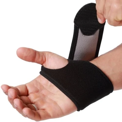 Image of Neotech Care Wrist Band Elastic &amp; Breathable Fabric Adjustable Compression Strap Men, Women, Right or Left Support Wrap for Protection Sports Black Colour (Size L, 1 Unit)