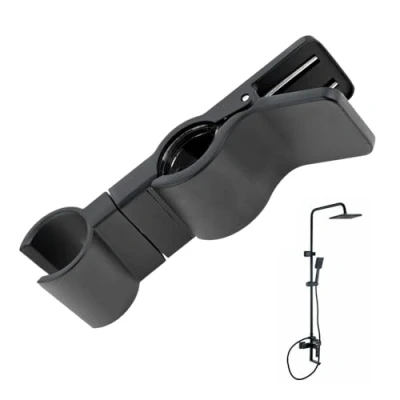 Image of DRELD Metal Shower Head Holder No Removal of Rail Hand Bracket for 22 25mm Dia. Round Rail, 45 Adjustable Holder, Alloy (Baking Finish, Black)