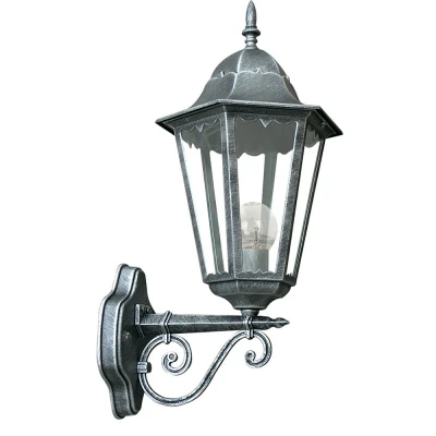 Image of FIRENZE Outdoor UP Wall Lanterns Black, Silver, IP44 28.6x50.5x20.5cm