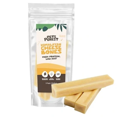 Image of Pets Purest Yak Chews for Dogs Himalayan Dog Treats Medium &amp; Large Long Lasting Chew, Natural Dental Health Calming (3 Pack)