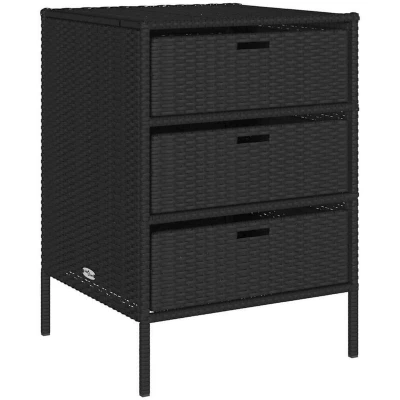 Image of vidaXL Garden Storage Cabinet Black 55x59x80 cm Poly Rattan
