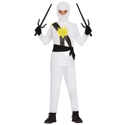 Image of FIESTAS GUIRCA White Ninja Warrior Boys Fancy Dress Costume Karate Fighter Kids Costumes 3 4 years