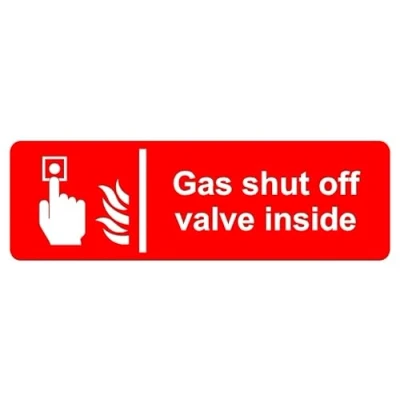Image of Gas Shut Off Valve Inside Safety Sign (L) Self Adhesive Sticker (300mm x 100mm)