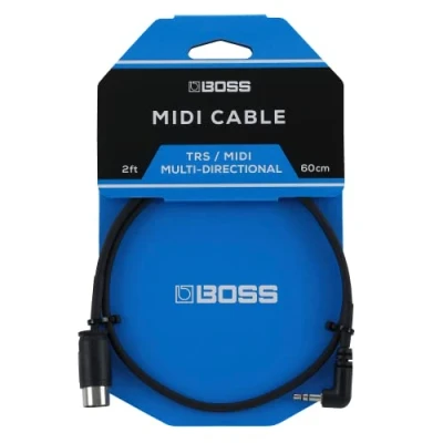 Image of BOSS BMIDI 2 35 2ft / 60cm Space saving 3.5mm TRS to Multi directional 5 Pin MIDI Cable provides premium connectivity pedals