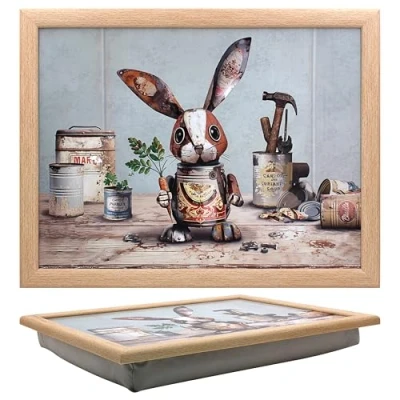 Image of Lesser &amp; Pavey Bug Art Scrap Rabbit Laptray With Bean Bag for Serving Dishes Lovely Lap Trays Eating on Dinner or Breatfast Newly Designed Food